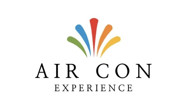 Logotipo de Aircon Experience con un colorido diseño en forma de abanico sobre el nombre de la empresa en negrita.