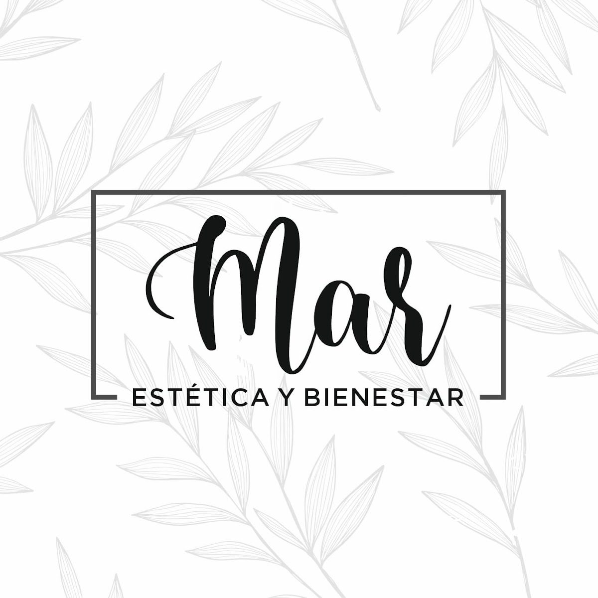 Logo of Centro De Estética Y Bienestar Mar featuring elegant typography and a leaf pattern background.