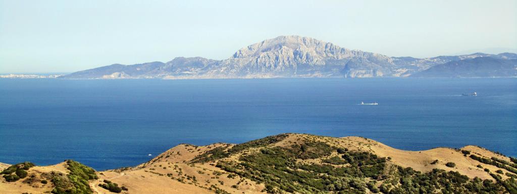 Scenic view of the Mediterranean Sea with mountains in the background near Ojén, Málaga.